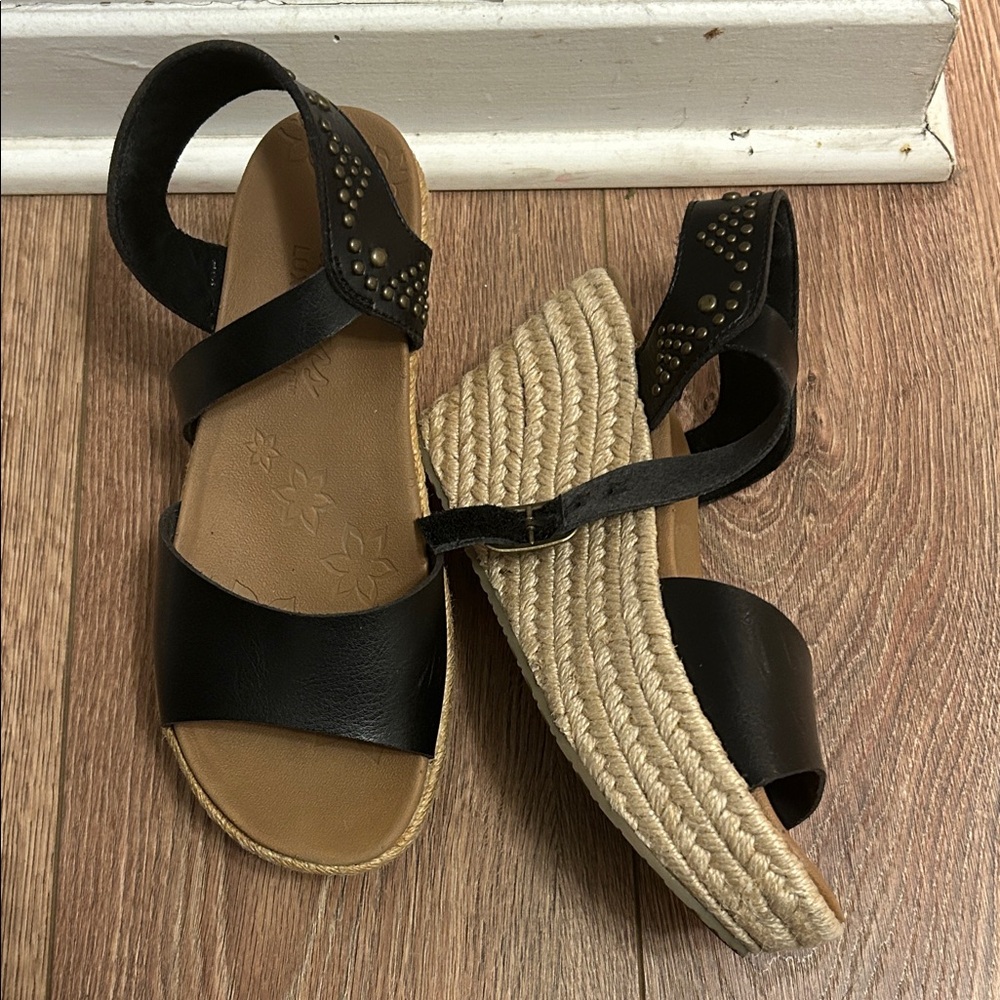Skechers Black Espadrille Wedge Sandals
